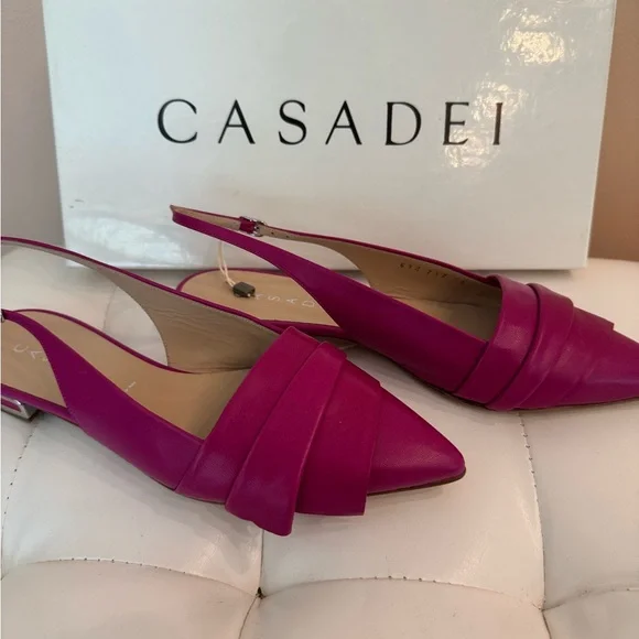 NWT. Casadei Fuchsia Women's Flats. Leather. Made in Italy. Size 6 - Picture 3 of 11